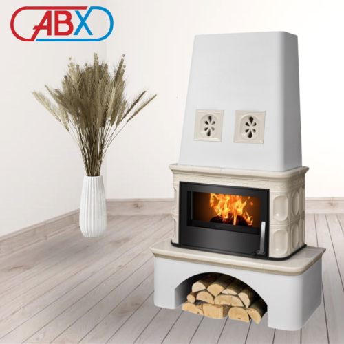 Кафельная печь ABX Laponie II P (10кВт в воду), вставка стальная