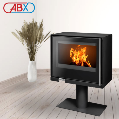 Печь-камин ABX Polar Osaka 50, черная сталь, с опорой 