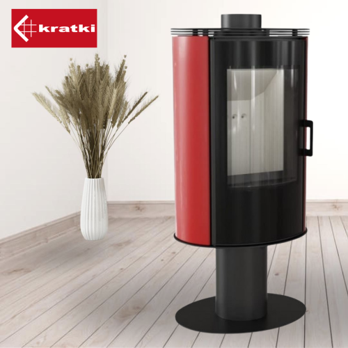 Печь-камин Kratki Koza/AB/S/NO/GLASS/Kafel/Czerwony
