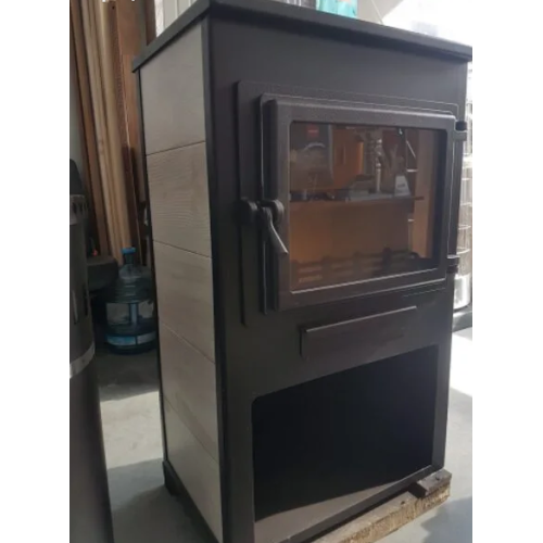 Печь камин Этна (Панорама) с плитой Беж высокая