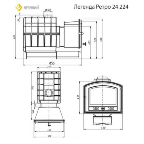 Банная чугунная печь Везувий Легенда Ретро 24 (224)