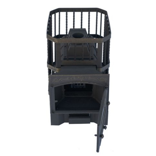 Чугунная банная печь НМК Сибирь-24 каминная топочная дверца (сетка)