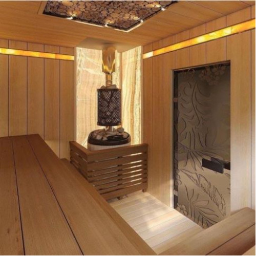 Печь банная Прометалл Атмосфера XL (Про) ламели Окаменевшее дерево наборные