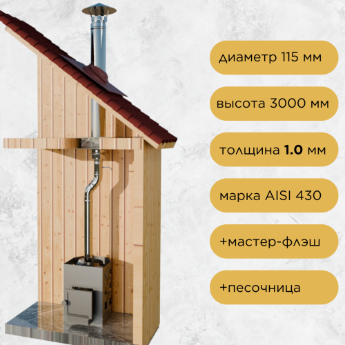 Дымоход для бани №11-1 (1,0 мм) AISI430 со смещением